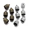 Peso de Liga de Zinco Tampa com Franja Estilo Retrô Tampa de Coroa Cabeça DIY Colar Antigo Prateado Pulseira Fivela Acabamento com Corda de Couro Venda por Atacado