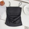 AMUSIVE Todo-combinable Tirante Fino Pequeño Sling Almohadilla para el Pecho Una pieza Sin tirantes Ajustado Plisado Base sin Marcas Chaleco para Mujer