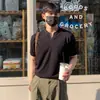 Camiseta de Manga Corta con Cuello en V para Hombre, Estilo Old Money, Corte Slim Fit de Negocios Británico, Mangas con Puño, Sensación de Alta Gama, Verano, Super Exportación, Venta al por Mayor Transfronteriza