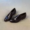 Mocasines Chuyuji de estilo minimalista con tacón bajo para mujer, adecuados para ir al trabajo, zapatos casuales de cuero sin cordones