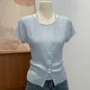 Suéter de Punto con Cuello Halter en V Estilo Puro Deseo para Mujer Verano Nuevo Ajuste Delgado Camisa Base Hermosa y Más Fácil de Combinar