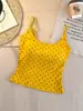 6325# Top Hermoso de Lunares con Espalda Descubierta, Copas Integradas, Capa Base Suave y Lisa, Camiseta Tirantes Sexy para Chicas Jóvenes, Fresca y Juvenil, Adelgazante