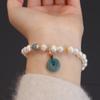 Pulseira de pérolas naturais de água doce para meninas, design de nicho, jadeíte de alta qualidade, cristal rosa, lótus rosa