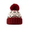 Gorro de lana para niños de comercio exterior, gorro de punto jacquard estilo americano transfronterizo, gorro pullover protector de orejas estilo coreano para niños mayores, cálido para niños