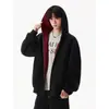Chamarra con Capucha Casual de Peso Pesado Americana para Hombres y Mujeres Otoño Nuevo Estilo Marca de Moda Holgada Versátil Bloques de Color Cardigan con Capucha