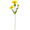 Flor Artificial Girassol Amarelo Artesanato com Flocagem Girassol de Haste Única Decoração de Casa Presente de Formatura Flor Artificial Atacado