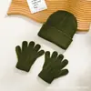 Conjunto de Duas Peças de Luvas e Gorro de Tricô Acrílico Infantil à Pronta Entrega para Outono e Inverno, Quente e Resistente ao Frio