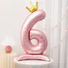 Globo Digital de Base de Pie de 42 Pulgadas, Corona de Princesa en Polvo, Globo de Niña para Fiesta de Cumpleaños y Aniversario