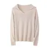 Foto Real de Suéter Básico de una Pieza sin Costuras 100% Lana para Mujer, Otoño e Invierno 2026, Estilo Holgado y Relajado, Suéter con Capucha para Abrigo