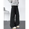 Calça casual da moda, calça longa de perna larga, calça de trabalho CL estilosa e legal estilo americano para homens, outono, plissada, cintura média
