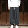 Outono/Inverno 2026 Masculino Novo Estilo Chinês Calças Lanterna Texturizadas Estilo Chinês Cordão Cintura Elástica Barra Afunilada Calças Harem Calças Retrô