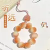 Colgante de Loto Rosa Garra de Gato Bodhi de Jade Blanco Llavero Anti-Pérdida para Niñas, Accesorio Versátil para Bolso Diario