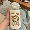 Nuevo Simple Ins Nicho Estudiante con Colgante Vaso de Plástico Niñas Alto Valor Dibujos Animados Niños Portátil Vaso de Agua