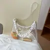Bolsa Feminina Nova Moda Verão ins Pequena Fresca Bolsa de Gelatina Cor Sólida Transparente Bolsa de Ombro Único Pequena Feminina
