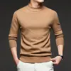 Suéter Masculino de Inverno Novo Gola Redonda Engrossado Quente Interno High-End Tricô Lã Suéter Base Top Roupa Masculina