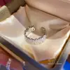 Anel aberto redondo com zircônia banhado a ouro 18k real, toque de nicho de alta qualidade, joias femininas requintadas de luxo leve para atacado