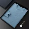 Suéter Masculino de Caxemira Masculino Gola Redonda Solto Casual Camisa Básica Outono e Inverno 2023 Novo Tamanho Grande Suéter de Malha de Caxemira