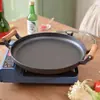 Frigideira para panqueca de ferro fundido frigideira para panqueca antiaderente sem revestimento frigideira antiaderente manual saco para fritar panqueca com água frigideira para panqueca crua chapa de ferro gusa
