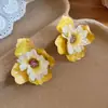 Pendientes Redondos de Flor Colorida Tejidos a Mano Pendientes Frescos de Dopamina Estilo Vacacional Pendientes de Nicho de Gama Alta