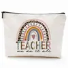 Bolsa de Maquiagem com Tema de Professor Padrão de Professor Impresso Bolsa de Armazenamento Presente para Aluno para Professor no Dia do Professor