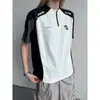 Camiseta Americana de Jersey de Color Contrastante para Hombres y Mujeres Verano Cuello Alto Media Cremallera Manga Corta Maillot de Ciclismo Camiseta de Manga Corta para Deportes al Aire Libre