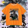 Nueva Camiseta Delta Force Weilong Rosa Rojo Comedor de Oro Lobo para Niños, Manga Corta Estudiante Holgada Superior Moderna