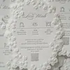 Invitaciones de boda florales blancas puras en relieve, papel de algodón en relieve, tarjetas de agradecimiento de encaje con forma especial, juego de invitación de libro de juramentos