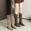 Botas de Mujer Botas Largas 2026 Estilo Nuevo Botas Adelgazantes Botas Largas Moldeadoras de Pierna Color Marrón Combinan Bien con Faldas Estilo Wasteland Botas de Plataforma