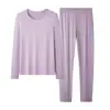 Ropa interior térmica de Lyocell para mujer, Otoño e Invierno, Antibacteriana, Ropa para estar en casa, Conjunto delgado y ajustado, Conjunto cálido