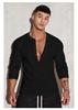 Código europeo 2025 comercio exterior transfronterizo para hombre primavera y otoño deportes fitness ocio cuello alto elástico color sólido manga larga cuello en V POLO
