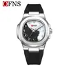 Reloj de Pulsera Ofns con Esfera de Números Árabes para Hombre, Resistente al Agua, de Negocios, Simple, Doble Esfera, Exclusivo para Oriente Medio, Reloj de Cuarzo