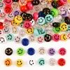 Color Sólido Transparente Dorado Acrílico Cara Sonriente Redondas Planas Cuentas DIY Hecho a Mano Cadena de Teléfono Móvil Accesorios de Collar Cuentas de Cara Sonriente