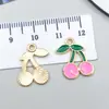 Mini Colgante de Fruta DIY Rojo Rosa Fresa Cereza Aleación Encanto Pulsera Collar Pendiente Joyería Accesorios