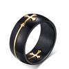 Anillo transfronterizo europeo y americano de acero inoxidable para hombre, negro dorado, cruz desmontable, traje de anillo de acero de titanio, personalidad hip hop