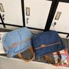 Bolsa Tote Jeans Transfronteiriça de Ombro para Trabalho para Mulheres 2024 Nova Moda Versátil Nicho Grande Capacidade