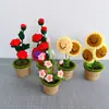 Decoraciones de Interior Tejidas a Mano Similares al Estilo Xiaohongshu, Macetas de Flores Artificiales de Hilo de Ganchillo, Adornos de Flores Artificiales