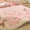 Juego de Tres Piezas de Colchón de Terciopelo de Leche para Uso Doméstico, Sábana de Cama Gruesa Caliente de Invierno, Protector de Colchón de Cama Individual para Dormitorio de Estudiantes Colchón