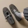 Zapatos Mary Jane cálidos para mujeres petite, con aumento interno de altura, adecuados para otoño e invierno, de corte bajo, forrados de felpa, en blanco y marrón