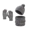 Conjunto de Três Peças Quente para Crianças, Chapéu, Cachecol, Luvas, Cachecol de Inverno Degradê, Chapéu de Lã com Proteção de Orelha em Veludo