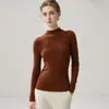 Suéter 100% caxemira pura, peça única sem costura feminina gola semi-alta, novo suéter slim fit de outono e inverno