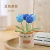 Hilo de Crochet Tulipán Transfronterizo Producto Terminado Planta en Maceta Flor Decoración del Hogar Ramo Regalo Hecho a Mano Flor Artificial Tejida