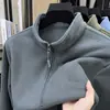 Moletom masculino com zíper e gola alta, cardigã de fleece outono e inverno, agasalho masculino quente, blusa forrada e espessa em fleece