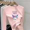 Camiseta Térmica Base Infantil Kuromi 2025 Inverno Nova Moda Top Espesso de Gola Redonda para Bebês