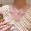 Collar de Mariposa de Diamante Rosa Amor Plata Rota Lujo Ligero Diseño con Sentido de Alta Gama Dulce Combinación Total Cadena Clavícula
