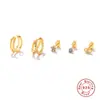 Brincos de Prata Esterlina S925 Estilo INS Conjunto Duplo de Moldura Abraço Estilo Coreano Distintivo INS Banhado a Ouro Dourado Elegante Brincos de Luxo Leve
