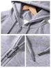 Chaqueta gris de mujer holgada, top casual estilo coreano de principios de otoño, sudadera con capucha, sudadera adelgazante para primavera y otoño