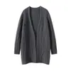 Novo Cardigã de Tricô de Cashmere de Cor Pura com Mangas Longas, Corte Solto com Efeito Emagrecedor, Estilo Preguiçoso, Comprimento Médio, Peça de Roupa Externa para Mulheres