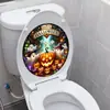 Xinuo PH-QTB879 Corona de Halloween con luces de colores, adhesivo de inodoro con diseño de fantasma y calabaza para embellecimiento y decoración del baño