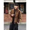 Chaqueta deportiva a rayas con cuello alto para pareja, estilo americano holgado para hombre, fresca y elegante, con cremallera y cuero PU, prenda exterior de moda otoño/invierno 2026