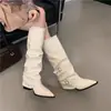 Botas de tacón grueso, pierna ancha y punta fina, nueva colección otoño 2026, de tacón alto, caña larga, botas de montar para mujer